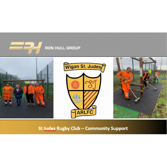 St Judes Rugby Club Wigan Feb 2024 – Community Support £250 Gift Clean up of the Clubs outdoor assault course
