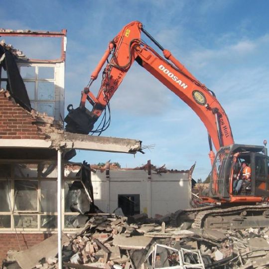 Site being demolished by Ron Hull Ltd equipment